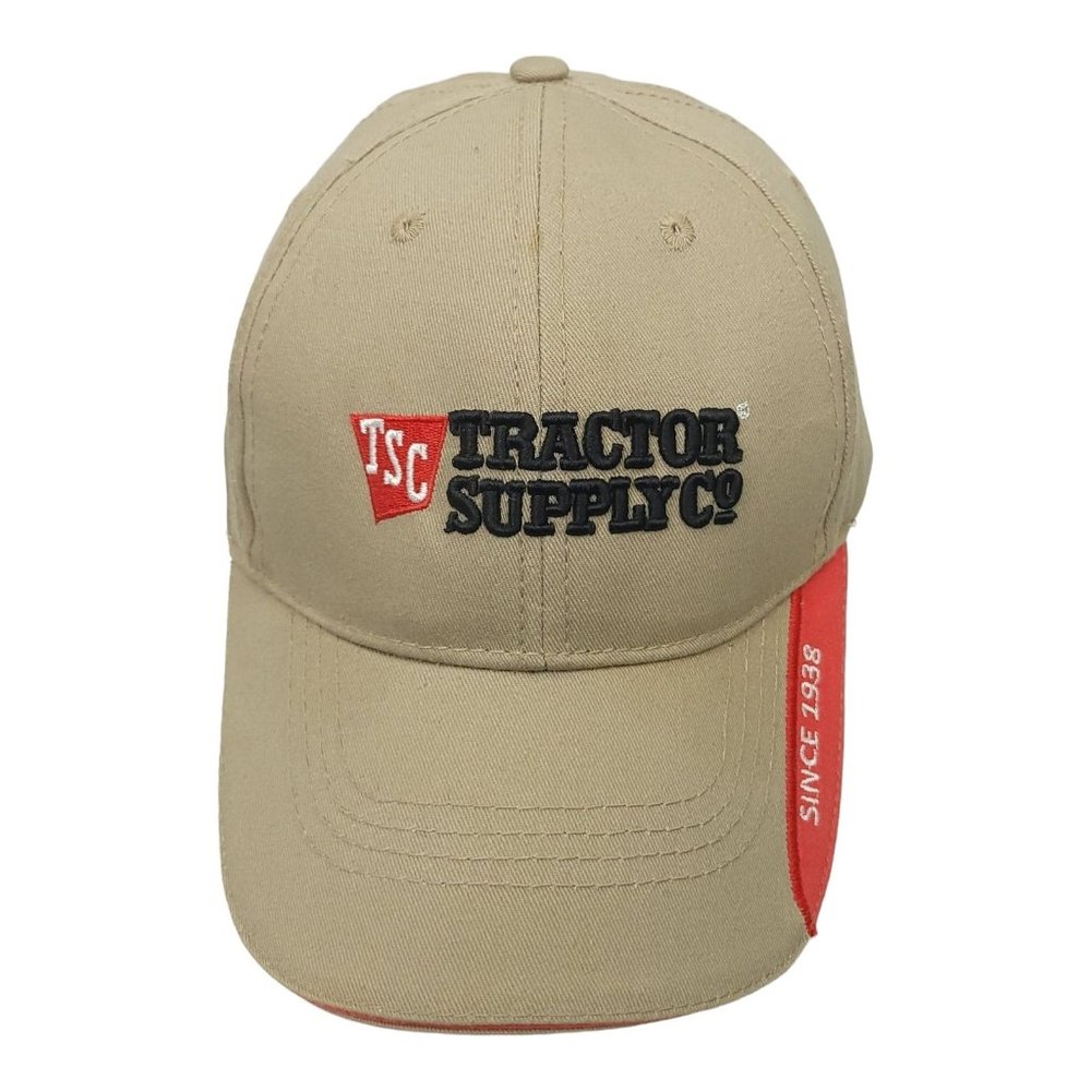 Tractor Supply TSC Logo Tuck Strapback Cap Trucker Baseball Farmer Khaki Hat
